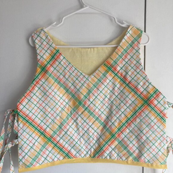 Women's White and Yellow Crop-top - Picture 2 of 6